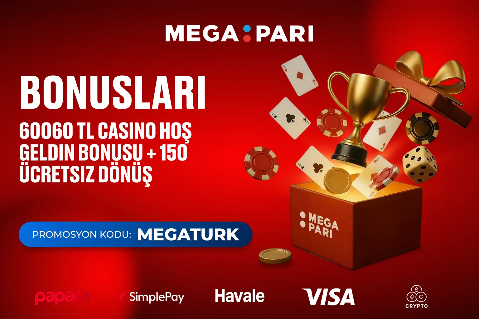 Megapari Bonusları Megapari promosyonları için altın madeni paralar ve hediye kutusu simgesi